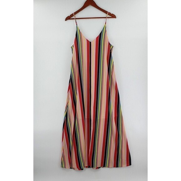 Hyped Unicorn Maxi Dress Womens Medium Multicolor Striped Slip Relaxed Fit USA - Picture 7 of 13